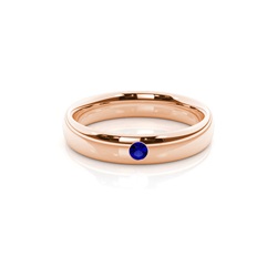 Eingeriebene Fassung Runder Blauer Saphir Herren Ehering