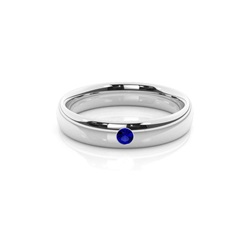 Eingeriebene Fassung Runder Blauer Saphir Herren Ehering