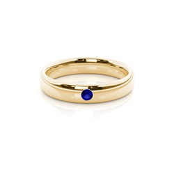 Eingeriebene Fassung Runder Blauer Saphir Herren Ehering
