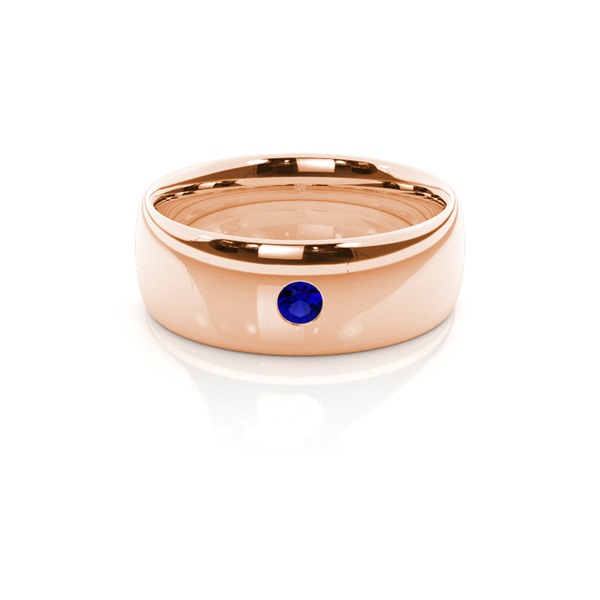 Flush Setting Round Blue Sapphire Mens Wedding Band