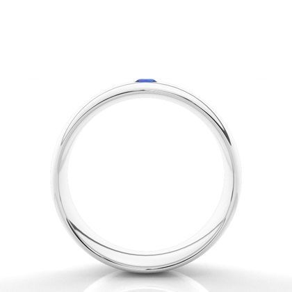 Eingeriebene Fassung Runder Blauer Saphir Herren Ehering