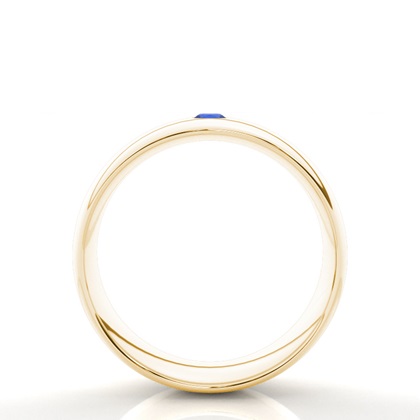 Eingeriebene Fassung Runder Blauer Saphir Herren Ehering