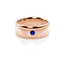 Flush Setting Round Blue Sapphire Mens Wedding Band