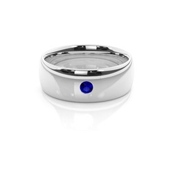 Eingeriebene Fassung Runder Blauer Saphir Herren Ehering