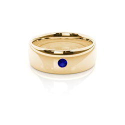 Flush Setting Round Blue Sapphire Mens Wedding Band