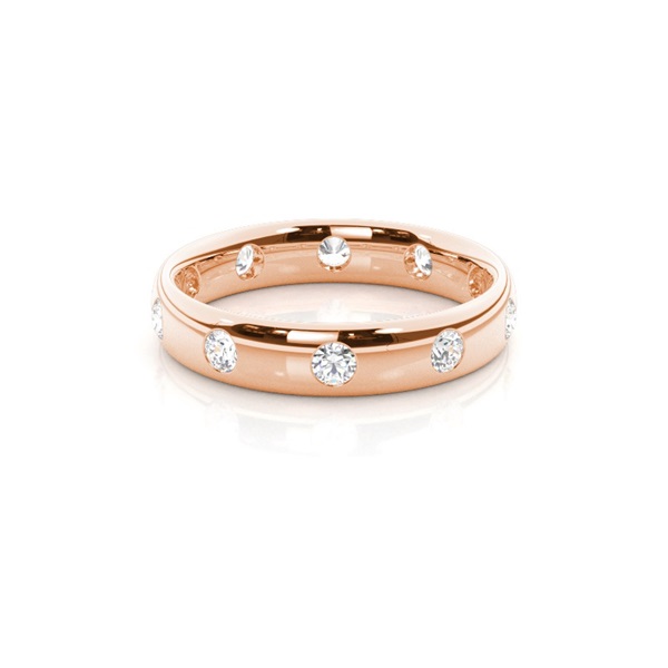 Studded Court Profile Comfort Fit Diamond Wedding Band