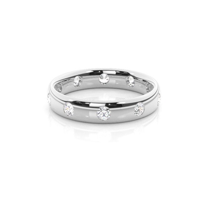 4.00mm Studded Court Profile Comfort Fit Diamond Wedding Band