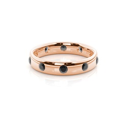 Studded Court Profile Comfort Fit Black Diamond Wedding Band