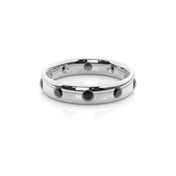 Studded Court Profile Comfort Fit Black Diamond Wedding Band