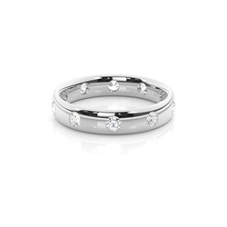 Studded Court Profile Comfort Fit Diamond Wedding Band