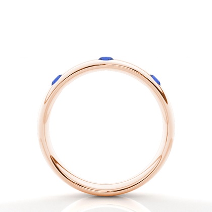 Eingeriebene Fassung Runder Blauer Saphir Herren Ehering