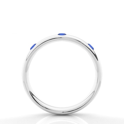 Eingeriebene Fassung Runder Blauer Saphir Herren Ehering