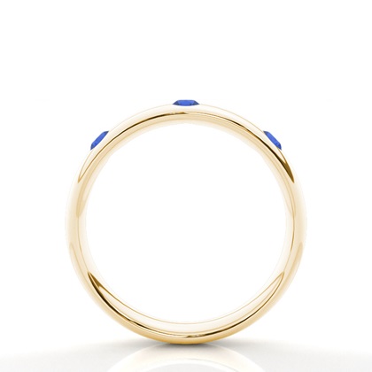 Eingeriebene Fassung Runder Blauer Saphir Herren Ehering