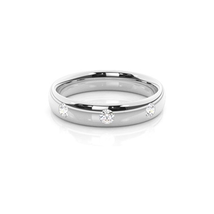 4.00mm Studded Court Profile Comfort Fit Diamond Wedding Band