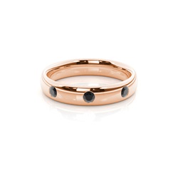 Studded Court Profile Comfort Fit Black Diamond Wedding Band