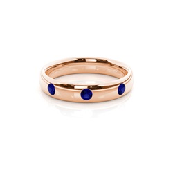 Flush Setting Round Blue Sapphire Mens Wedding Band