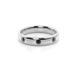 Studded Court Profile Comfort Fit Black Diamond Wedding Band