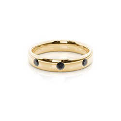 Studded Court Profile Comfort Fit Black Diamond Wedding Band