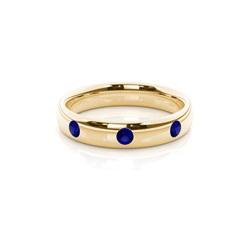 Eingeriebene Fassung Runder Blauer Saphir Herren Ehering