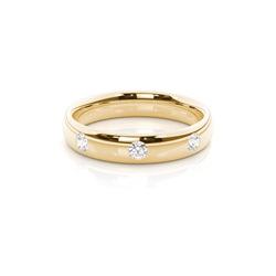 Studded Court Profile Comfort Fit Diamond Wedding Band