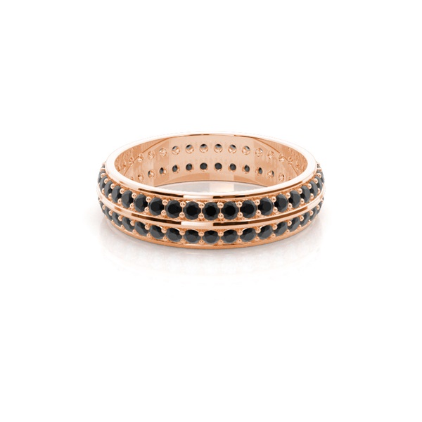 Studded Knife Edge Standard Fit Black Diamond Wedding Band