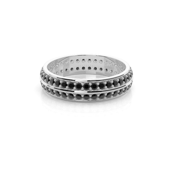 Studded Knife Edge Standard Fit Black Diamond Wedding Band