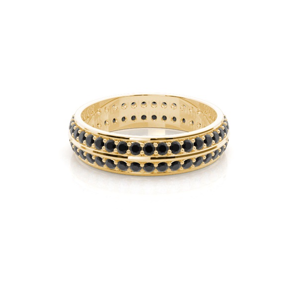 Studded Knife Edge Standard Fit Black Diamond Wedding Band