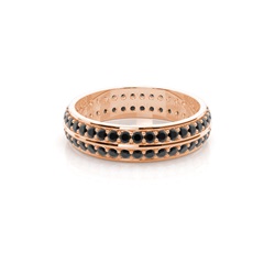 Studded Knife Edge Standard Fit Black Diamond Wedding Band
