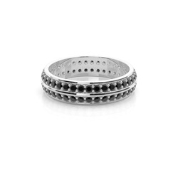 Studded Knife Edge Standard Fit Black Diamond Wedding Band