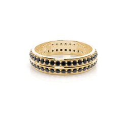Studded Knife Edge Standard Fit Black Diamond Wedding Band