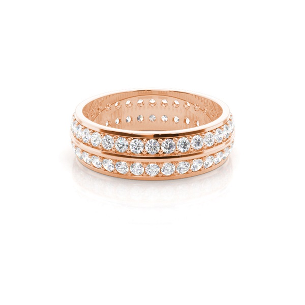 Studded Knife Edge Standard Fit Diamond Wedding Band