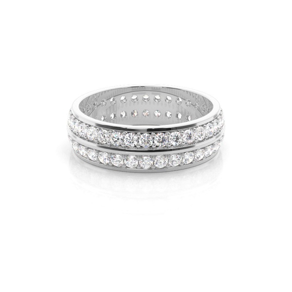 Studded Knife Edge Standard Fit Diamond Wedding Band