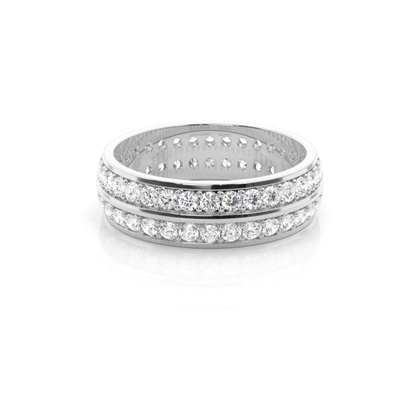 Studded Knife Edge Standard Fit Diamond Wedding Band