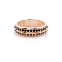 Studded Knife Edge Standard Fit Black Diamond Wedding Band
