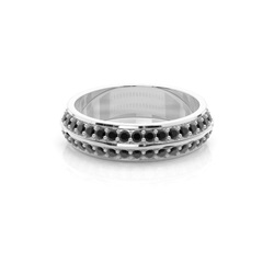 Studded Knife Edge Standard Fit Black Diamond Wedding Band