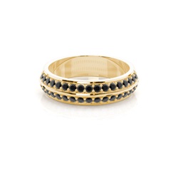Studded Knife Edge Standard Fit Black Diamond Wedding Band