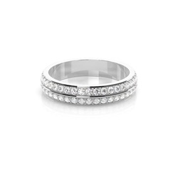 Alliance diamant en profil plat pointe éffilée rond serti pavé