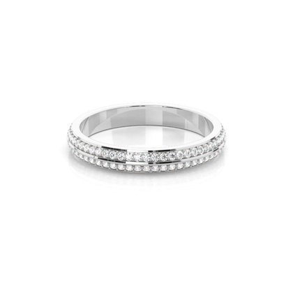 Studded Knife Edge Flat Profile Fit Diamond Wedding Band