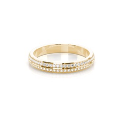 Studded Knife Edge Flat Profile Fit Diamond Wedding Band