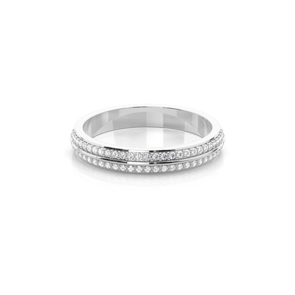 Studded Knife Edge Standard Fit Diamond Wedding Band