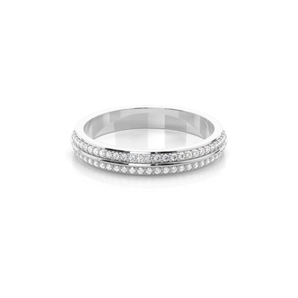 Studded Knife Edge Standard Fit Diamond Wedding Band