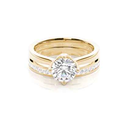 Yellow Gold Bridal Set Diamond Engagement Rings
