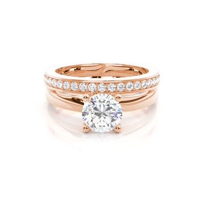 Rose Gold Bridal Set Diamond Engagement Rings