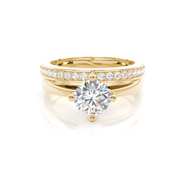 Diamant Verlobungsring in einer Krappenfassung mit passenden Ring