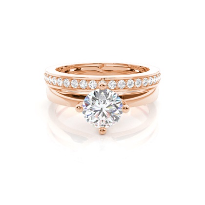 Rose Gold Bridal Set Diamond Engagement Rings
