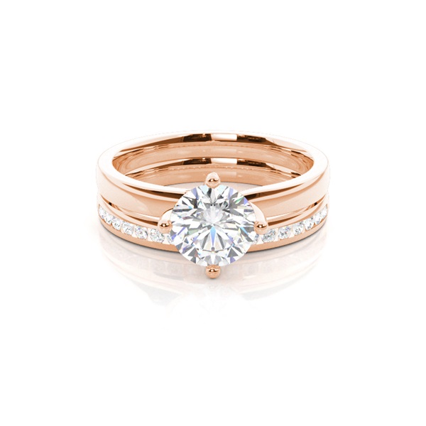 4 Prong Setting Plain Engagement Ring With Matching Band