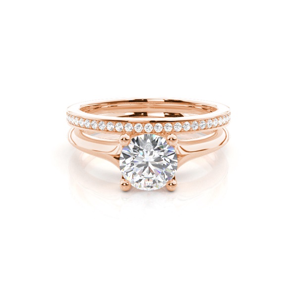 4 Prong Setting Plain Engagement Ring With Matching Band