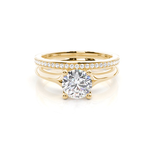 4 Prong Setting Plain Engagement Ring With Matching Band
