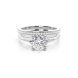 4 Prong Setting Plain Engagement Ring With Matching Band