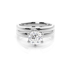 Diamant Verlobungsring in einer Krappenfassung mit passenden Ring